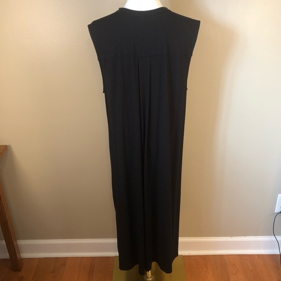 Eileen Fisher Black Sleeveless Button Front Lightweight Knit Dress Size L/XL - Picture 2 of 12
